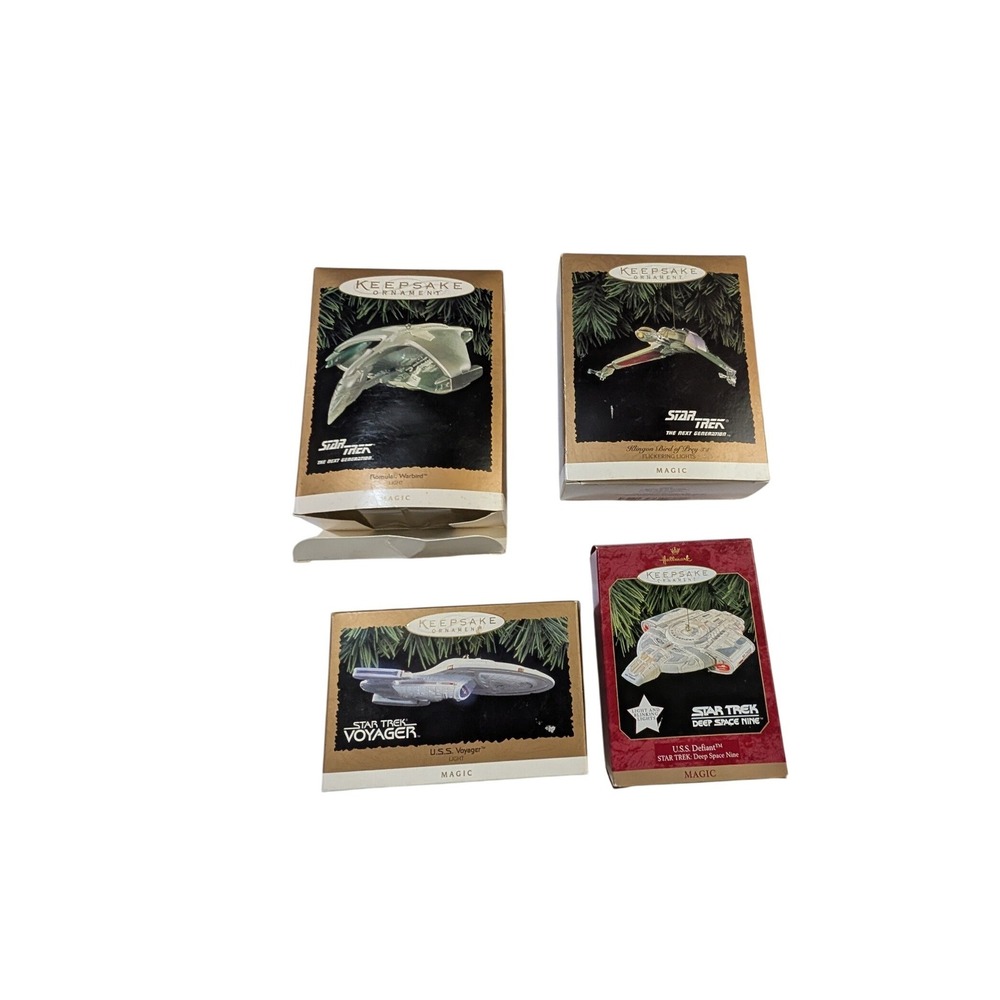 Hallmark Star Trek Keepsake Ornaments Lot Voyager Defiant Bird of Prey Warbird